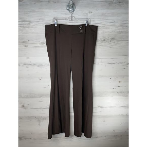 Ann Taylor Pants - Womens Lindsay Dress Pants 18 Long Brown Stretch Trouser Bootcut Career Zip Fly
